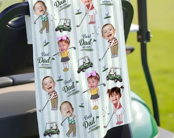 Personalized Baby Photo Golf Towel for Dad, Kids Photo Golf Towel, Best Dad By Par Towel, Fathers Day Gift For Husband, Golf Dad Gift