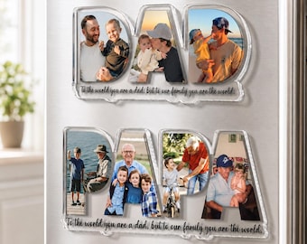 Personalized Dad Papa Magnet With Picture, Custom Dad And Kids Photo Magnet, Fathers Day Gift For Dad, Papa, Gift For Husband, New Dad Gift