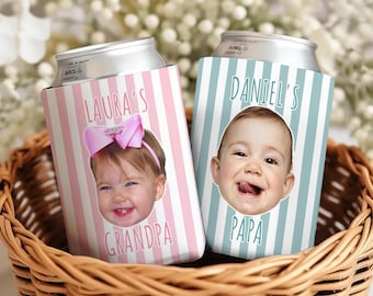 Personalized Kids Photo Can Cooler, Custom Funny Face Baby Can Cooler, Gift For Husband, New Dad Gift, Father's Day Gift For Dad, Husband