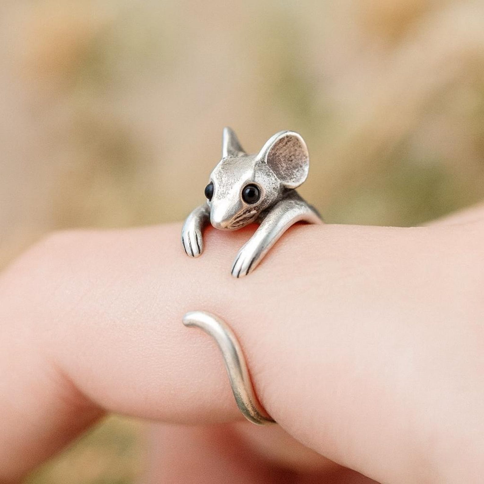 Cute Mouse Open Ring – Adjustable Animal Ring for Women Girls, Antique ...