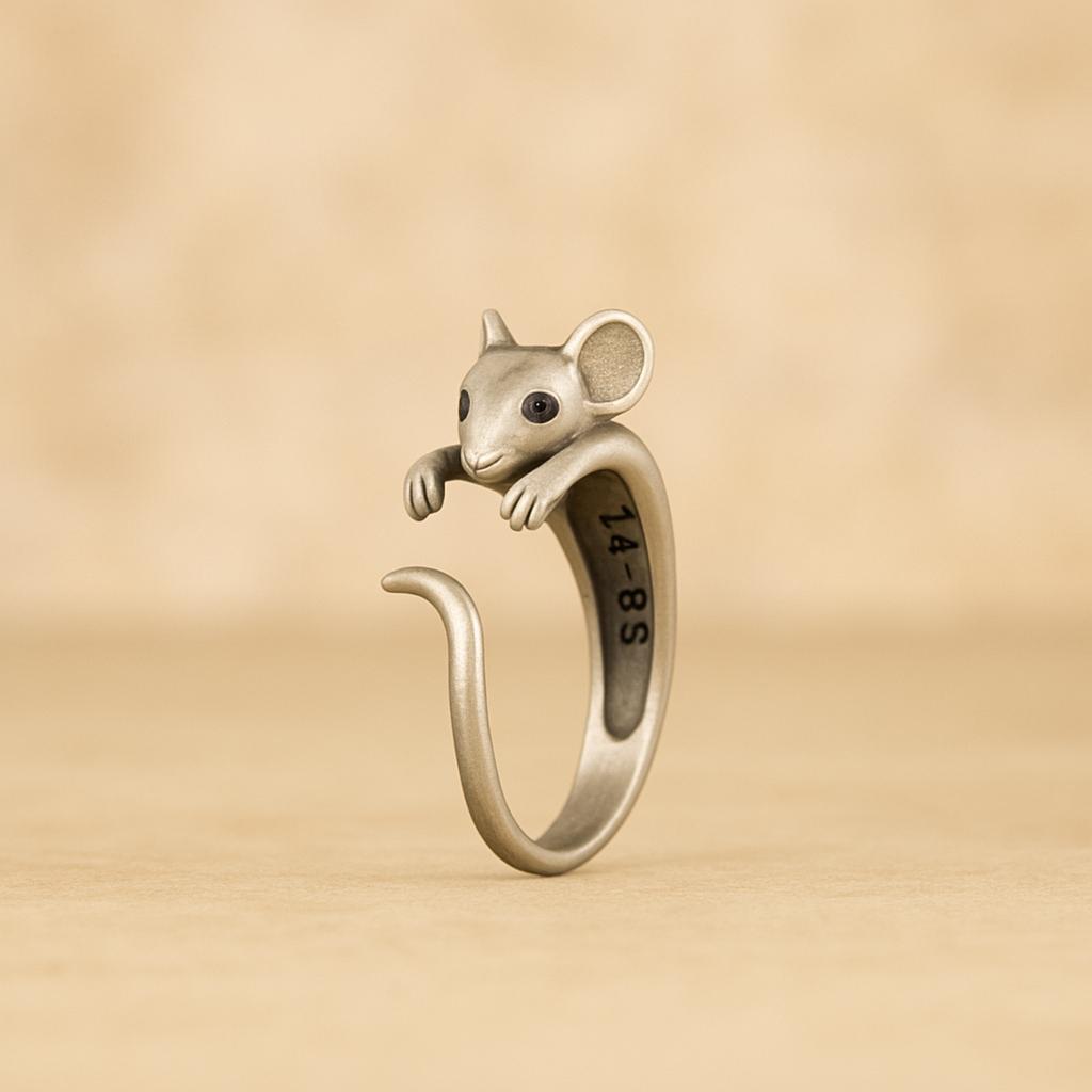 Cute Mouse Open Ring – Adjustable Animal Ring for Women Girls, Antique ...