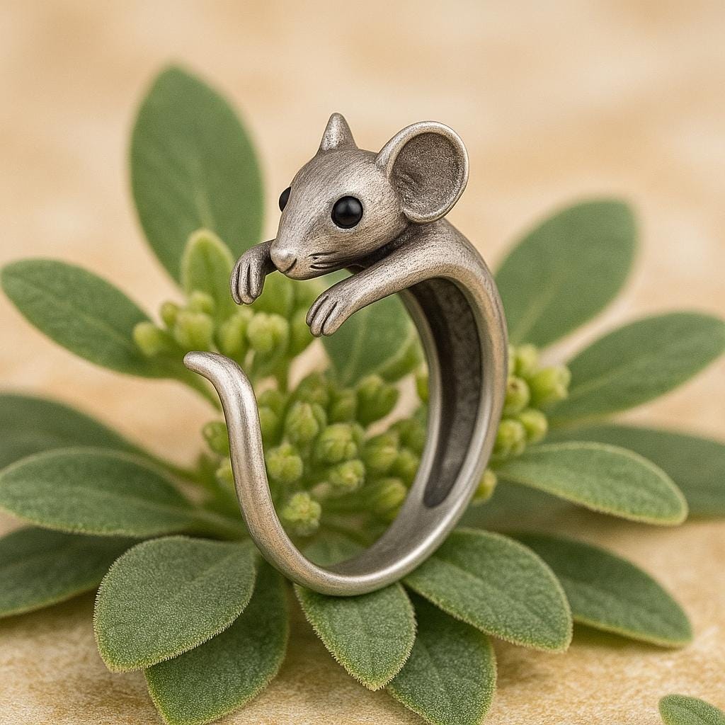 Cute Mouse Open Ring – Adjustable Animal Ring for Women Girls, Antique ...