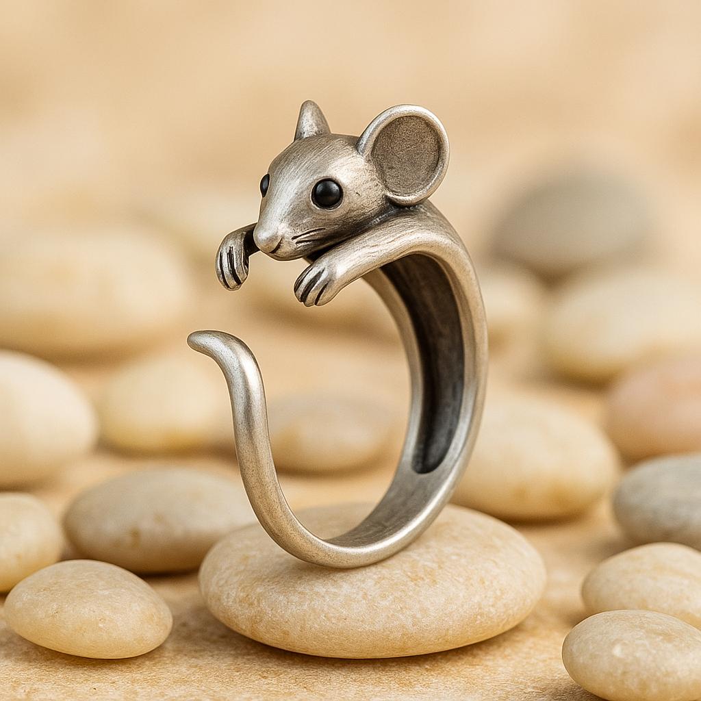 Cute Mouse Open Ring – Adjustable Animal Ring for Women Girls, Antique ...