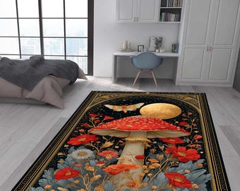 Mushroom Forest Rug: Whimsical Cottagecore Decor