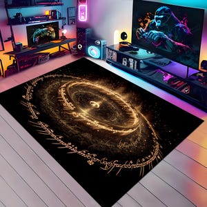One Ring Rug,lord of the rings rug,lotr rug,lord of rings rug,Elvish script, Middle-earth, fantasy decor, Tolkien art,magial ring rug