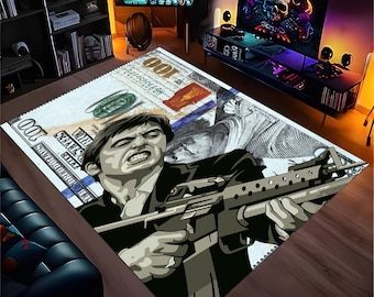 Scarface Rug: Tony Montana, Gangster Movie Art - Mafia Decor