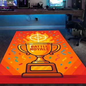 Battle Royale Rug, Gaming Trophy Rug, FPS Gamer Decor, Winner Carpet, Game Room Floor Mat, Fire Target Rug, Teen Gamer Gift Mat, Gaming rug