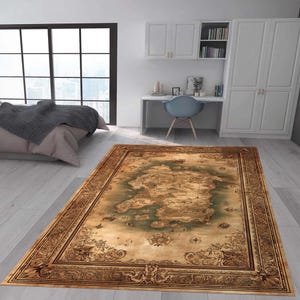 Tapis de carte fantastique, tapis de carte, tapis de jeu d'aventure, tapis de joueur, tapis de salle de jeux, tapis Dnd, tapis de joueur rétro, tapis de château, tapis, tapis moderne, tapis médiéval