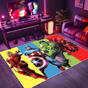Superheroes rug,Spiderman rug,Ironman rug,Hulk rug,Superhero Rug,superhero comic rug,superhero rug,kids room rug,avengers rug,spider man rug