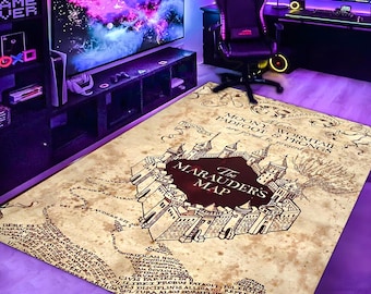 Wizarding World Map,Witchcraft School Rug,Harry Rug,Magic Rug,Map Rug,Wizardry Rug,Movie Rug,Popular Rug,Movie Decor,Magical Castle Map Rug