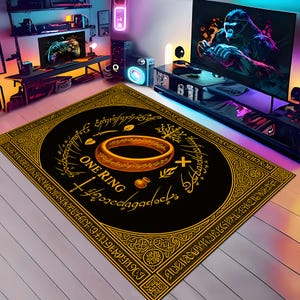 One Ring Rug,lord of the rings rug,lotr rug,lord of rings rug,Elvish script, Middle-earth, fantasy decor, Tolkien art,magial ring rug