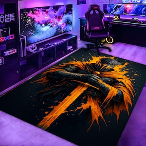 Dark Knight Gamer Rug: Medieval Gothic Fantasy Art