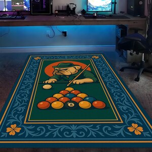 Billiards Rug, Bulldog Pool Carpet, Dog Rug,Game Room Rug, Vintage Billiard Mat, Cool Pool Table Decor, Bar Pub Game Rug,Gaming Room Rug