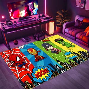 Superheroes rug,Spiderman rug,Ironman rug,Hulk rug,Superhero Rug,superhero comic rug,superhero rug,kids room rug,avengers rug,spider man rug