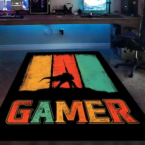 Retro Gamer Rug,Gamer Rug, Video Game Room Decor, Vintage Gamer Rug, Gaming Room Rug,Kids Room Rug,Boys Room Rug,Retro Rug,Colorful Rug