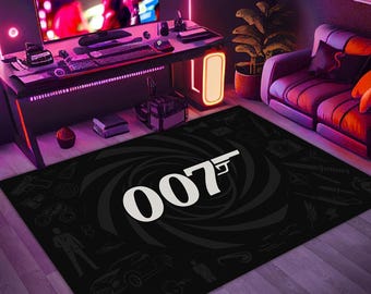 Bond Rug,Black Rug,007 Cinema Decor,LivingRoom Rug,Customize Rug,Movie Poster Rug,Movie Rug,Personalized Rug,Popular Rug,Gift for MovieLover
