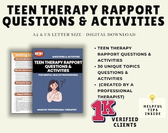 Preguntas y actividades de terapia para adolescentes / Herramientas para la salud mental de los adolescentes / Descarga instantánea
