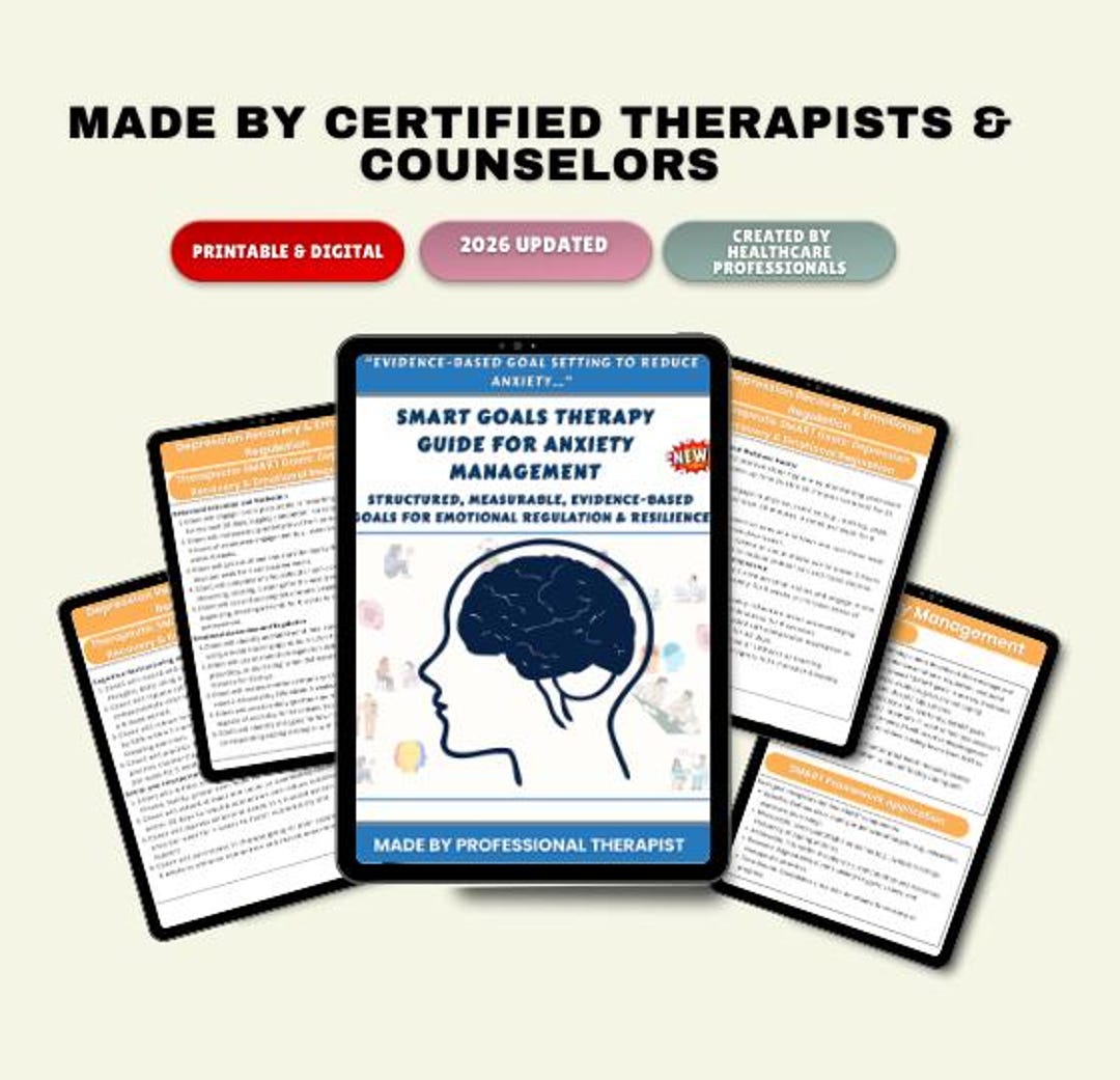 SMART Goals Therapy Guide for Anxiety Management |emotional Regulation ...