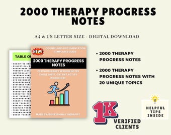 2000 Anotações de Progresso Terapêutico Pré-escritas | Ansiedade, Depressão, Trauma | Kit de Ferramentas para Documentação Rápida