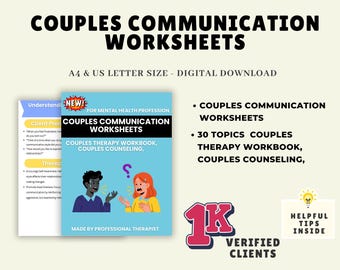 Couples Communication Workbook for Therapy | Relationship Skills Worksheets | Counseling & Marriage Support
