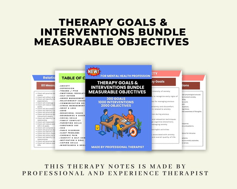 Therapy Goals & Interventions Bundle: Measurable Objectives - Etsy