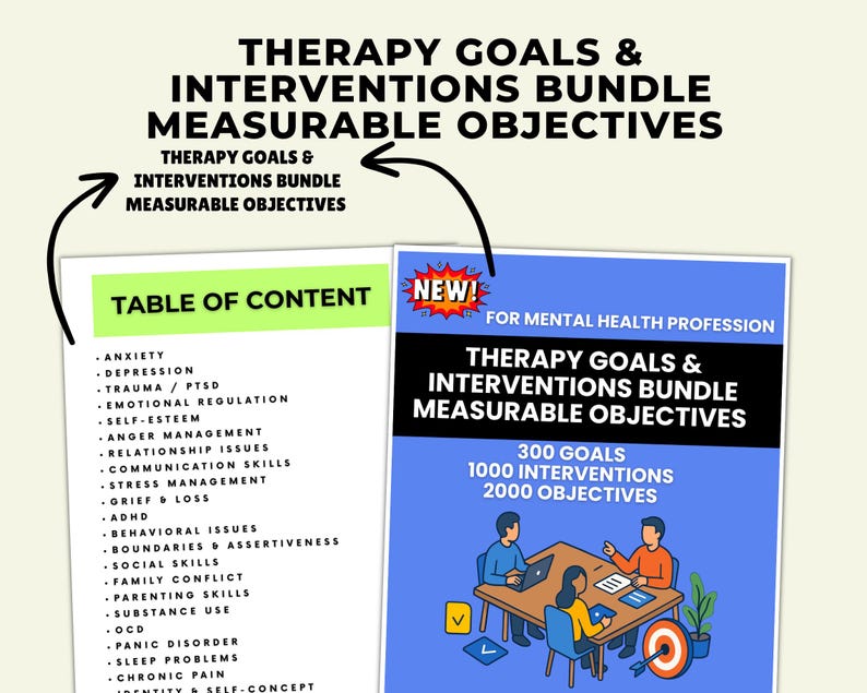 Therapy Goals & Interventions Bundle: Measurable Objectives - Etsy