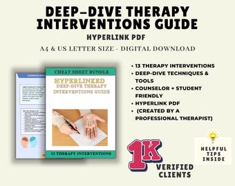 13 Therapy Interventions Guide | Deep-Dive Counseling Techniques | 70+ Pages hyperlink PDF Toolkit