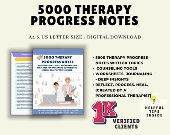 5000+ Therapieverlauf-Notiz Statements und Klinische Eingriffe | Trauma-Informierte SOAP & DAP | 80 Klinische Themen