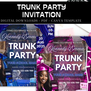 Uitnodiging kofferbakfeest: schoolfeest, afscheidsfeest (canva bewerkbaar, digitale download)