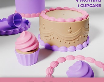 3D Printable Cupcake & 2 Cake Set – STL Files