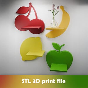 4x Fruit Wall Shelf STL Files