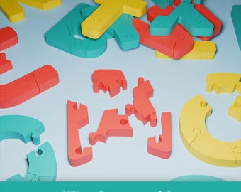 A–Z Alphabet Puzzle for Kids – STL Digital File