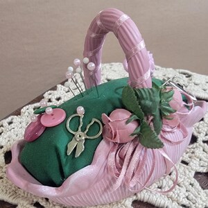 Basket Pincushion with Roses