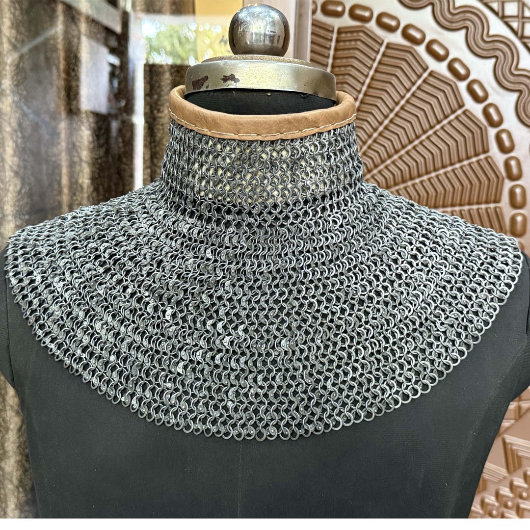 Riveted Mild Steel Chainmail Collar: Medieval Neck Armor - Etsy