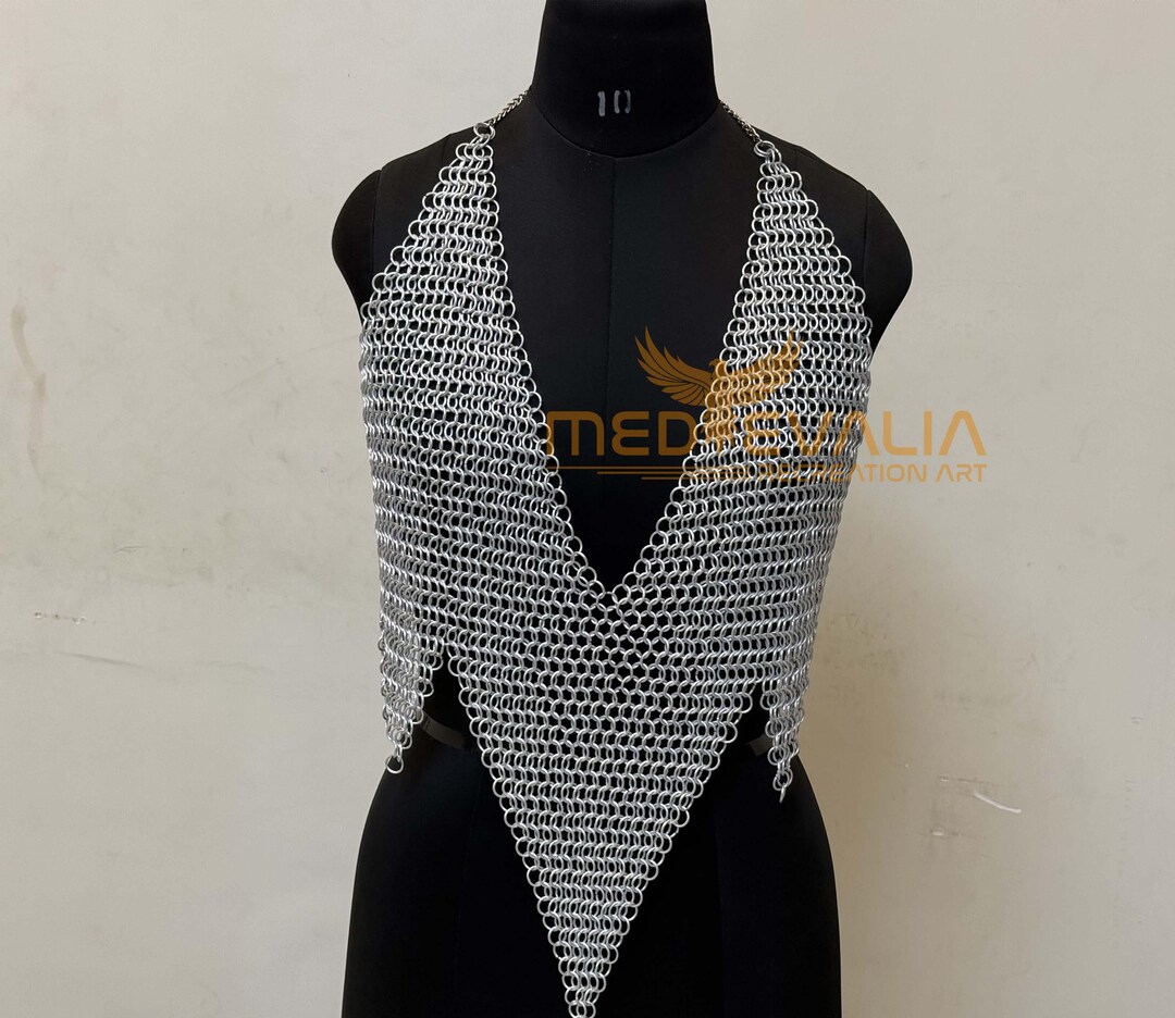 Medieval Lightweight Aluminum Chainmail Armor Top | Silver Butted Mail ...