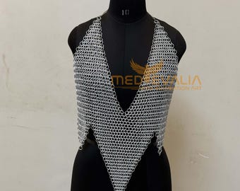 Women’s Lightweight Aluminum Chainmail Top | Silver Butted Rings for Cosplay & Festivals