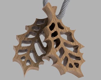 File CNC per ornamenti di vischio - Foglia di agrifoglio tagliata al laser SVG