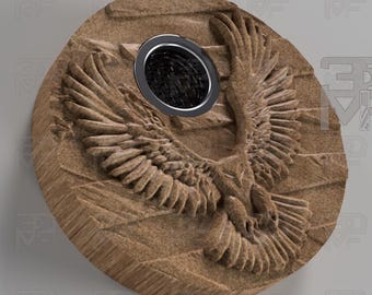 File 3D STL per CNC Router con affumicatore di whisky intagliato - File STL con aquila calva su bandiera americana - File digitali per CNC Router