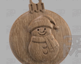 Set of 2 STL Christmas ball ornament files for CNC Router - Christmas ball ornament with Snowman carving STL file for cnc router