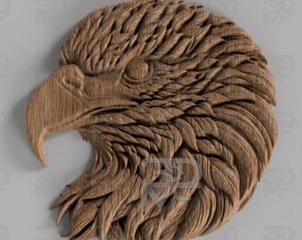 3D Bald Eagle Head STL File: CNC Router Carving (197x197 mm) (PDF Instructions Included)