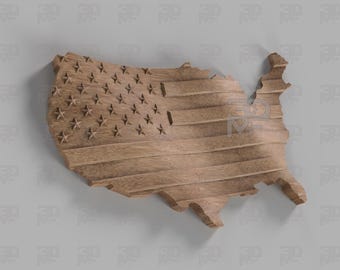 File STL 3D della bandiera ondulata degli Stati Uniti: file vettoriali per router CNC