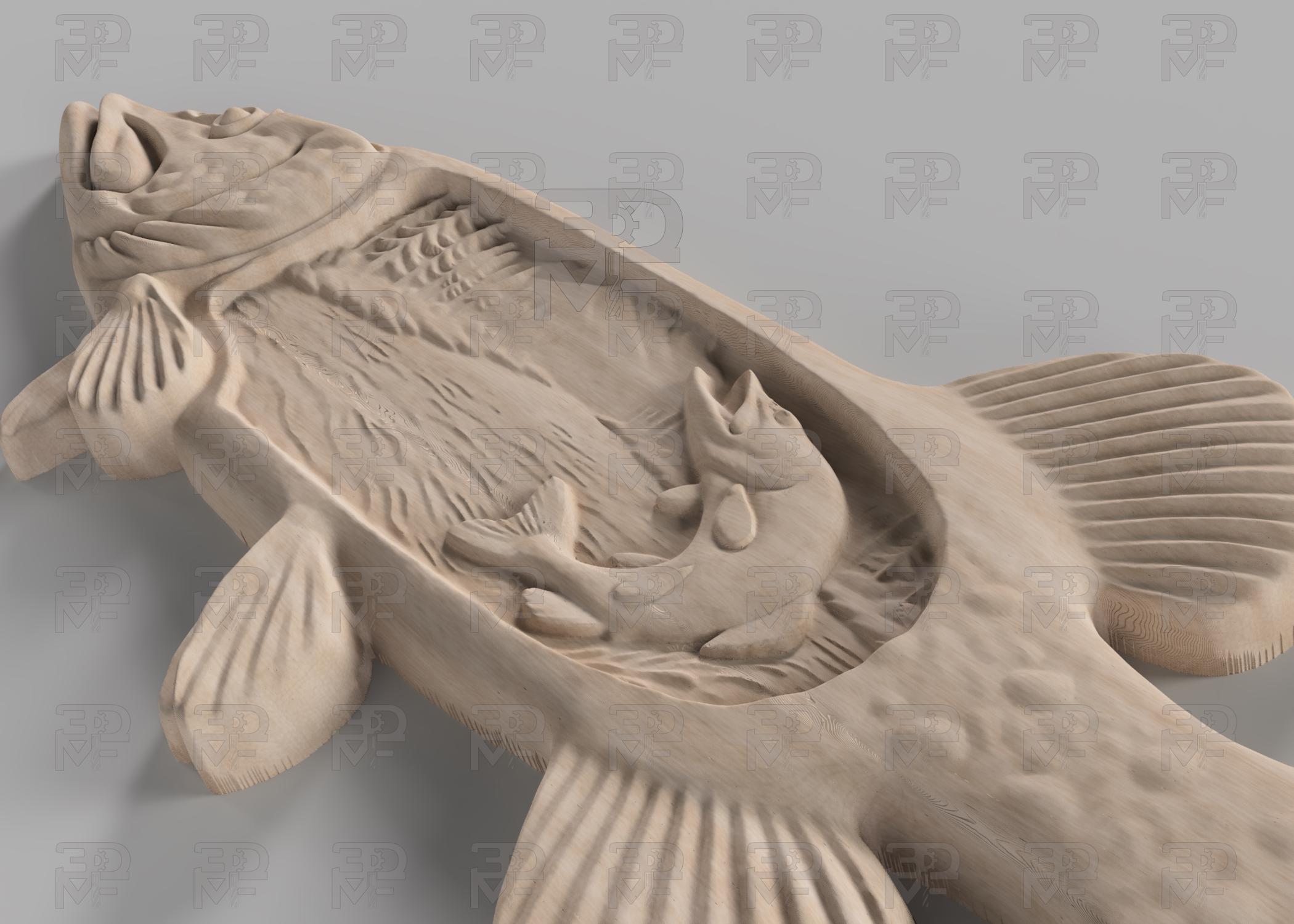 Pike Fish Carving STL File – Fishing CNC Router 3D Model (digital ...