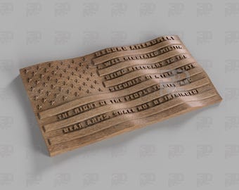 File STL della bandiera ondulata degli Stati Uniti del secondo emendamento: modello 3D per router CNC