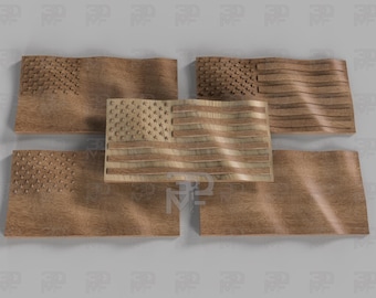 File STL con bandiera ondulata degli Stati Uniti: pronti per il router CNC - 5 design