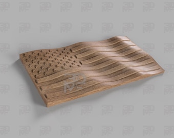 File STL della bandiera ondulata degli Stati Uniti: intaglio del router CNC, arte vettoriale