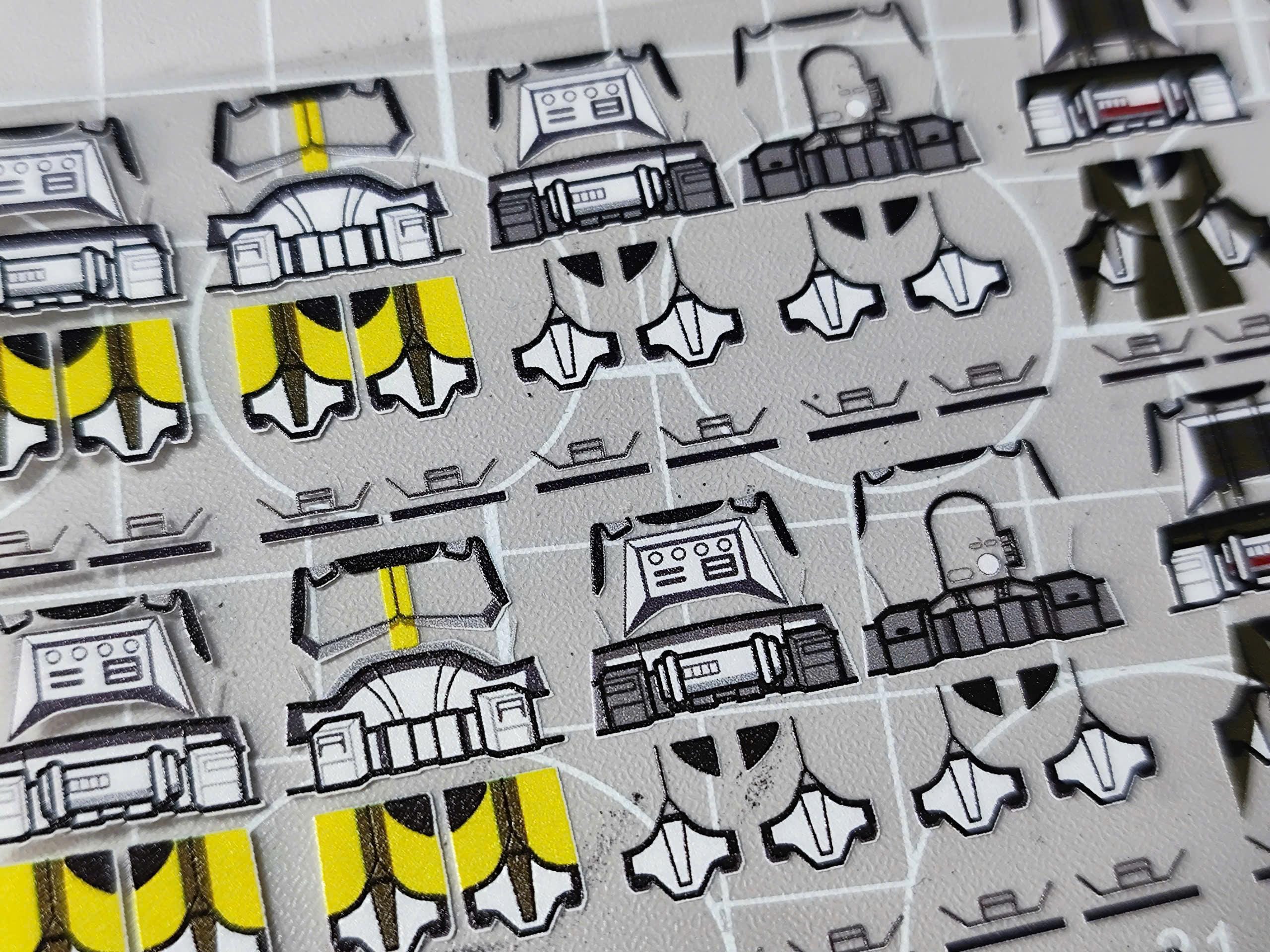 Yellow Stripe Trooper Armor Decal: Custom Brick Minifigure Stickers