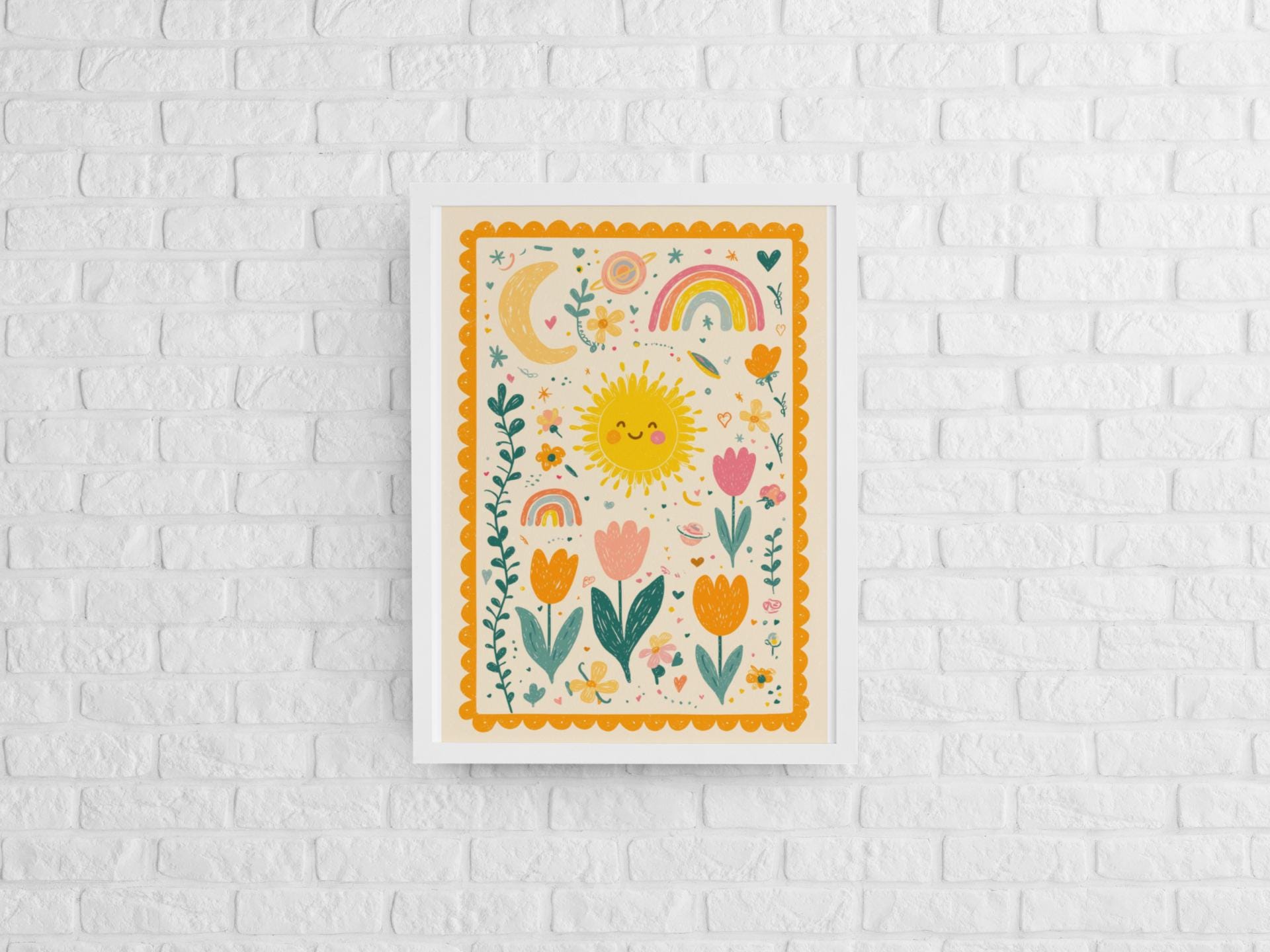 Happy Sun Nursery Art | Colourful Rainbow Poster | Cheerful Kids Room ...