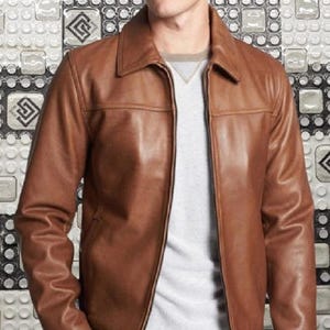 Men&#39;s Leather Jacket,Jacket for Men,Men Bomber Jackets Biker Jacket Vintage jacket Unisex jacket Motorcycle Western Goose USA Distressed 4
