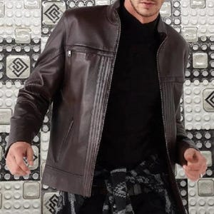 Men&#39;s Leather Jacket,Jacket for Men,Men Bomber Jackets Biker Jacket Vintage jacket Unisex jacket Motorcycle Western Goose USA Distressed 19