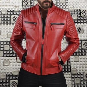 Men&#39;s Leather Jacket,Jacket for Men,Men Bomber Jackets Biker Jacket Vintage jacket Unisex jacket Motorcycle Western Goose USA Distressed 13